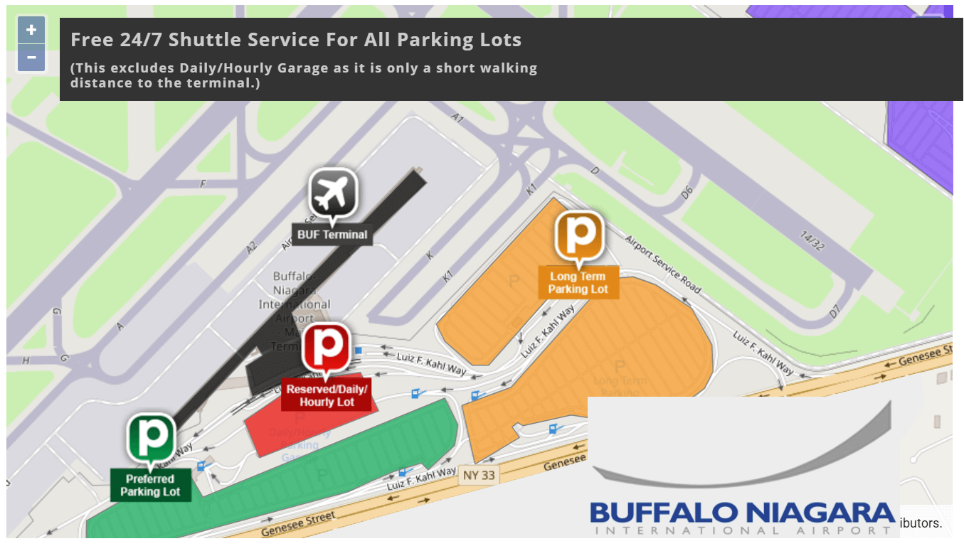 Buffalo Airport Parking Map Location 1 